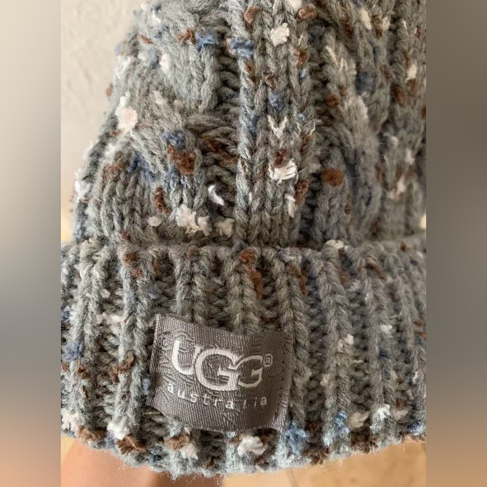 UGG Grey Knit Beanie with Multicolor Flecks hat